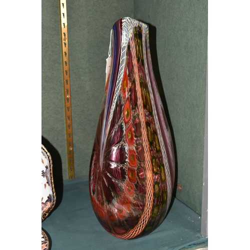 388 - AMEDEO ROSSETTO (b.1951) A SIGNED MURANO VASE FOR EUGENIO FERRO & CO, of flattened bulbous form with... 