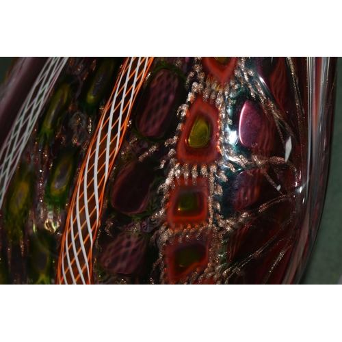 388 - AMEDEO ROSSETTO (b.1951) A SIGNED MURANO VASE FOR EUGENIO FERRO & CO, of flattened bulbous form with... 