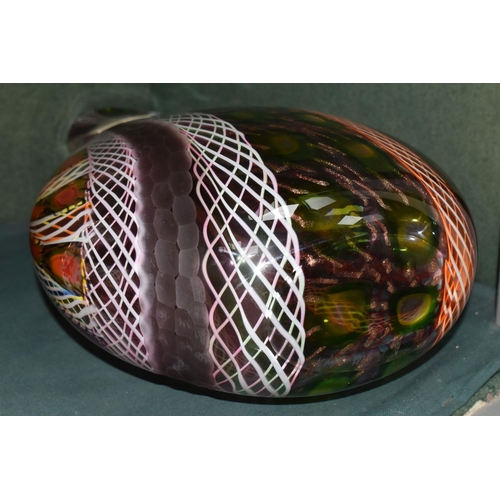 388 - AMEDEO ROSSETTO (b.1951) A SIGNED MURANO VASE FOR EUGENIO FERRO & CO, of flattened bulbous form with... 