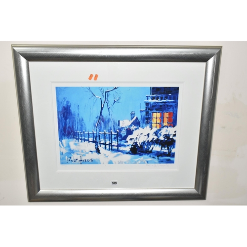 389 - ROLF HARRIS (1930-2023) 'CHRISTMAS EVE IN THE SNOW', a signed limited edition print on paper, depict... 