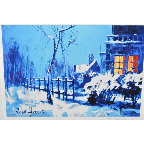 389 - ROLF HARRIS (1930-2023) 'CHRISTMAS EVE IN THE SNOW', a signed limited edition print on paper, depict... 