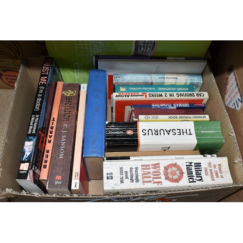 400 - FOUR BOXES OF BOOKS, approximately seventy assorted subjects, to include biographies, poems, novels ... 