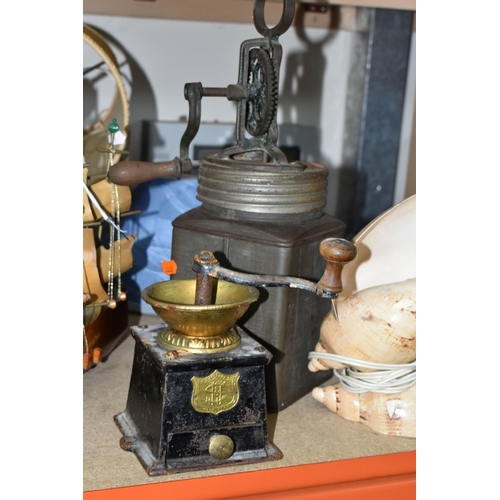 404 - A GROUP OF TABLE LAMPS AND EARLY 20TH CENTURY SUNDRIES, comprising an Art Deco clear Lucite Perspex ... 