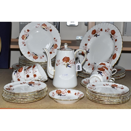 408 - A ROYAL CROWN DERBY 'BALI' PATTERN PART DINNER AND TEA SERVICE, comprising eight dinner plates (mark... 