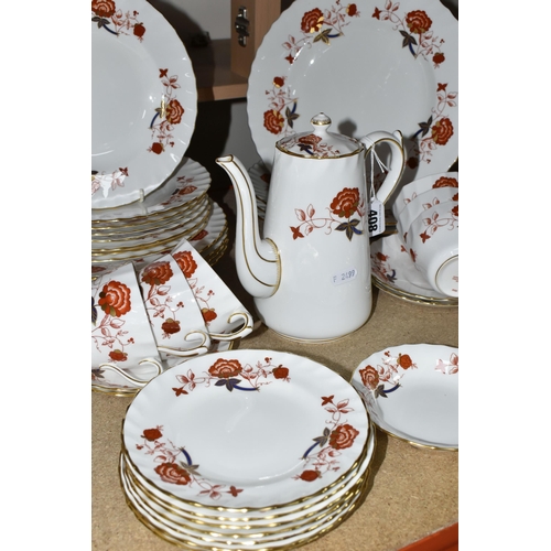 408 - A ROYAL CROWN DERBY 'BALI' PATTERN PART DINNER AND TEA SERVICE, comprising eight dinner plates (mark... 