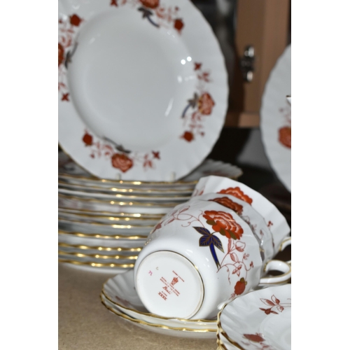 408 - A ROYAL CROWN DERBY 'BALI' PATTERN PART DINNER AND TEA SERVICE, comprising eight dinner plates (mark... 