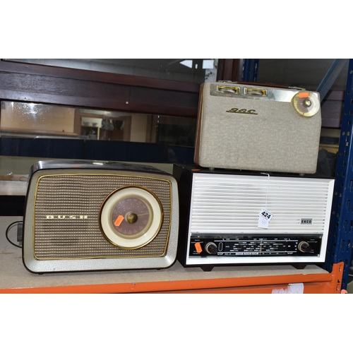 424 - THREE VINTAGE TABLE TOP RADIO SETS, EKCO model U353, Bush model DAC70 and a G.E.C. set, not tested, ... 