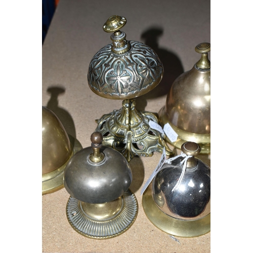 426 - SEVEN BRASS BELLS, mainly desk bells and one hand bell, assorted styles (7) (Condition Report: gener... 