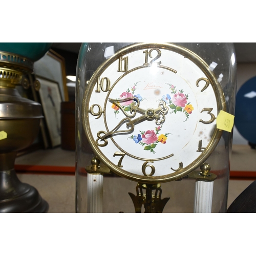 451 - A GROUP OF CLOCKS, comprising an electric gilt metal lantern clock, a small 'balloon' clock, an Art ... 