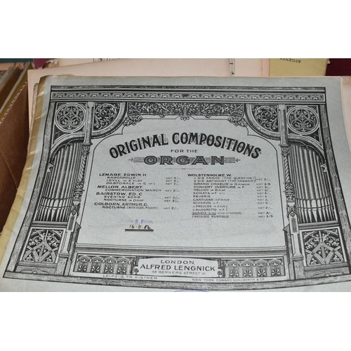 459 - SIX BOXES OF BOOKS, over seventy books and early 20th century piano and organ music, guides on teach... 