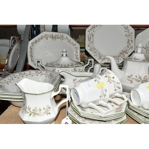 461 - A JOHNSON BROTHERS 'ETERNAL BEAU' PATTERN DINNER SET, comprising a meat plate, three serving dishes,... 