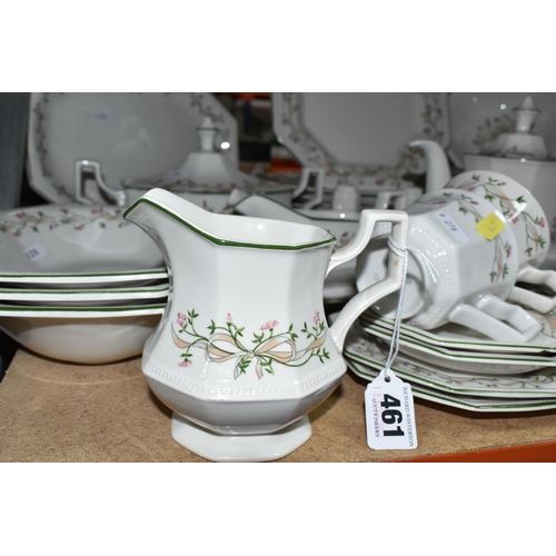 461 - A JOHNSON BROTHERS 'ETERNAL BEAU' PATTERN DINNER SET, comprising a meat plate, three serving dishes,... 