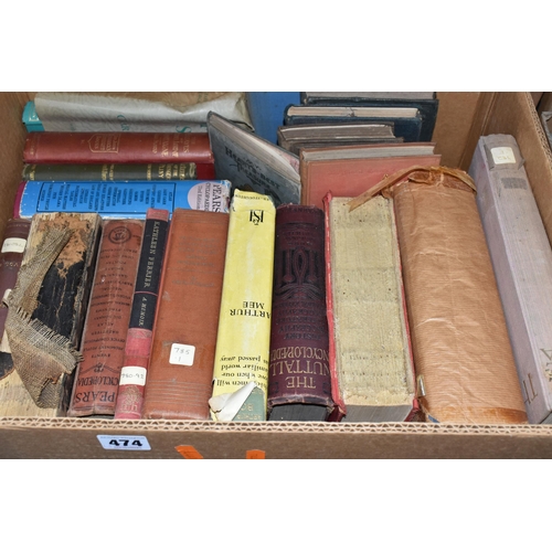 474 - SIX BOXES OF BOOKS containing over 200 miscellaneous antiquarian titles mostly in hardback forma, su... 