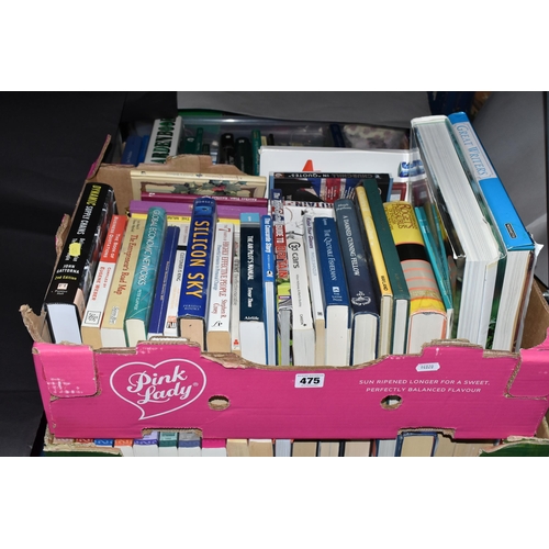 475 - THREE BOXES OF BOOKS containing approximately ninety miscellaneous titles in hardback and paperback ... 