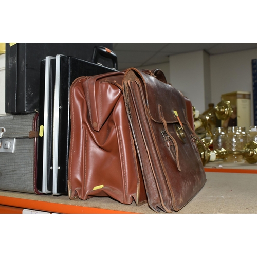 476 - A GROUP OF VINTAGE LUGGAGE, comprising two ladies yellow Antler suitcases, a cream Antler suitcase, ... 