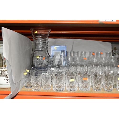 481 - A LARGE QUANTITY OF CUT CRYSTAL AND ETCHED GLASSWARE, comprising a set of six RCR wine glasses, six ... 