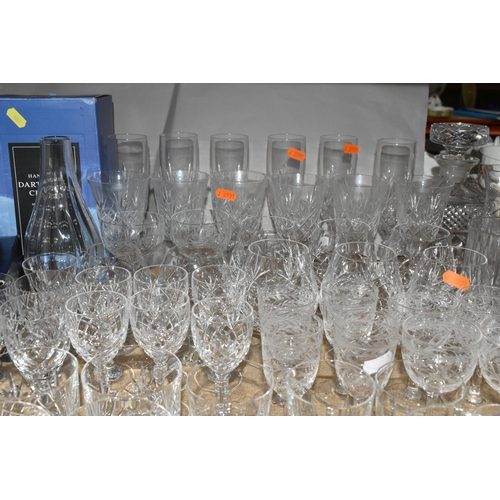 481 - A LARGE QUANTITY OF CUT CRYSTAL AND ETCHED GLASSWARE, comprising a set of six RCR wine glasses, six ... 