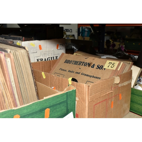 482 - FIVE BOXES AND ONE CASE OF 78RPM GRAMOPHONE RECORDS, to include over eighty records, His Masters Voi... 