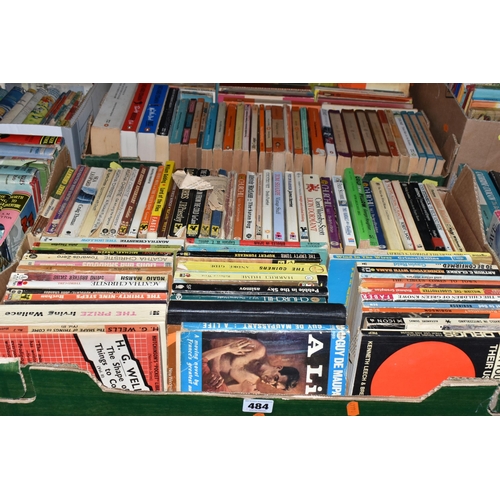 484 - SIX BOXES OF BOOKS containing over 270 miscellaneous titles in hardback and paperback formats, mostl... 