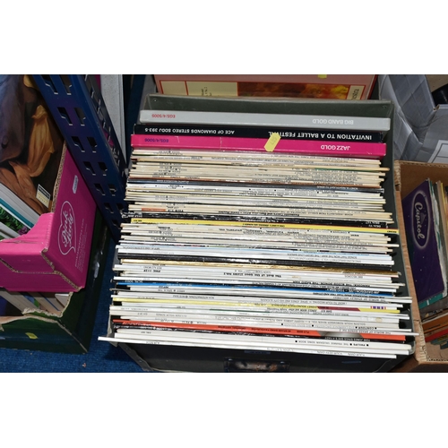 485 - FOUR BOXES OF LP AND 78RPM GRAMOPHONE RECORDS, to include over eighty LP records, artists include To... 