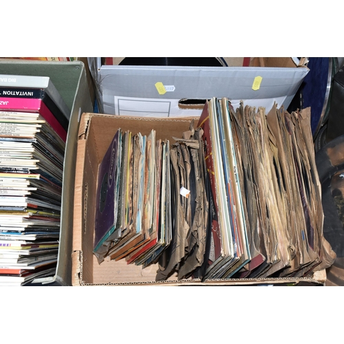 485 - FOUR BOXES OF LP AND 78RPM GRAMOPHONE RECORDS, to include over eighty LP records, artists include To... 