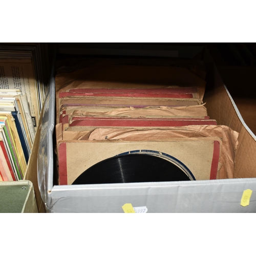 485 - FOUR BOXES OF LP AND 78RPM GRAMOPHONE RECORDS, to include over eighty LP records, artists include To... 