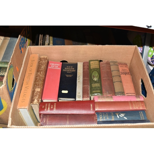 487 - SIX BOXES OF BOOKS containing over 110 miscellaneous titles in hardback format, subjects include twe... 