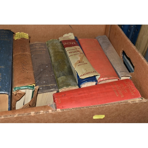 487 - SIX BOXES OF BOOKS containing over 110 miscellaneous titles in hardback format, subjects include twe... 