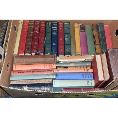 487 - SIX BOXES OF BOOKS containing over 110 miscellaneous titles in hardback format, subjects include twe... 