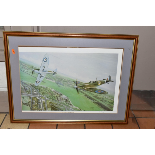 489 - FIVE RAF AVIATION THEMED PRINTS, comprising Bill Perring 'Counting them in' signed by the artist and... 