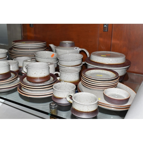 493 - A FIFTY FIVE PIECE PURBECK POTTERY 'PORTLAND' VINTAGE STONEWARE DINNER SERVICE, comprising a tureen,... 