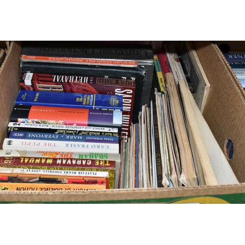 503 - SEVEN BOXES OF BOOKS containing over  200 miscellaneous titles in hardback and paperback formats, su... 