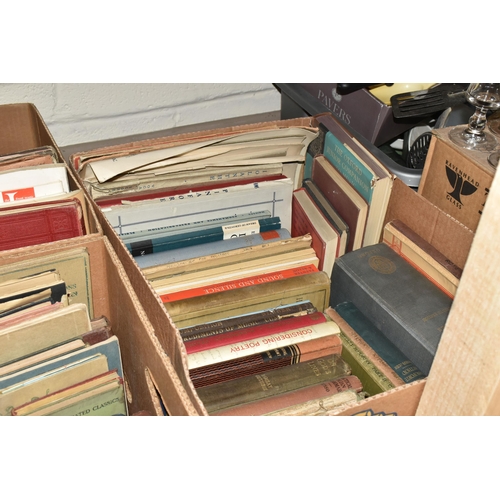 504 - FIVE BOXES OF BOOKS & MUSICAL SCORES, the book titles are mostly music based but also includes poetr... 