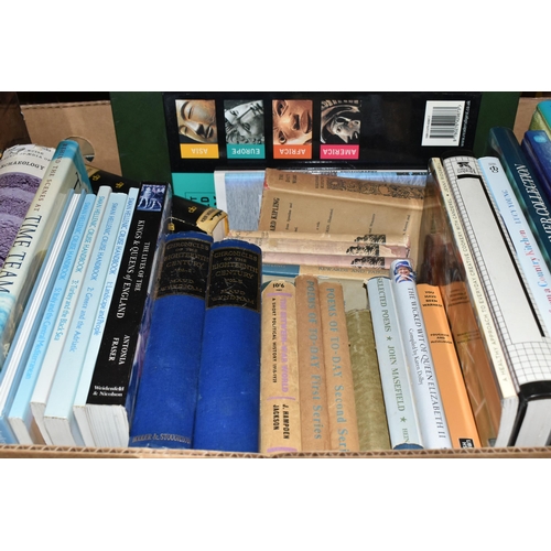 516 - FIVE BOXES OF BOOKS containing over 125 miscellaneous titles in hardback and paperback formats, subj... 