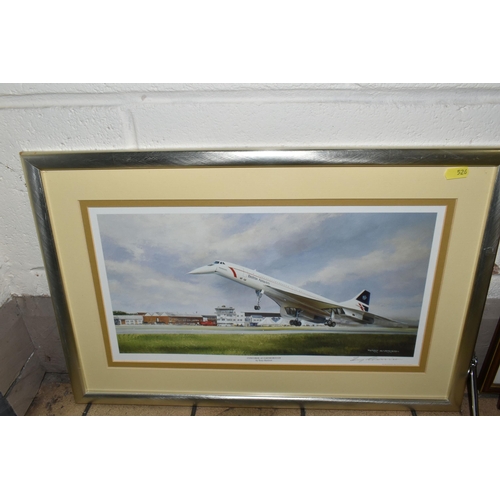 526 - ADRIAN RIGBY (BRITISH 1962) TWO CONCORDE THEMED AVIATION PRINTS, comprising 'Pride of Britain' depic... 