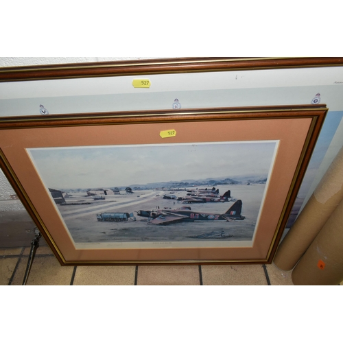 527 - ELEVEN RAF AVIATION THEMED PRINTS, comprising five framed prints Keith Woodcock 'Halifaxes' and 'Lan... 