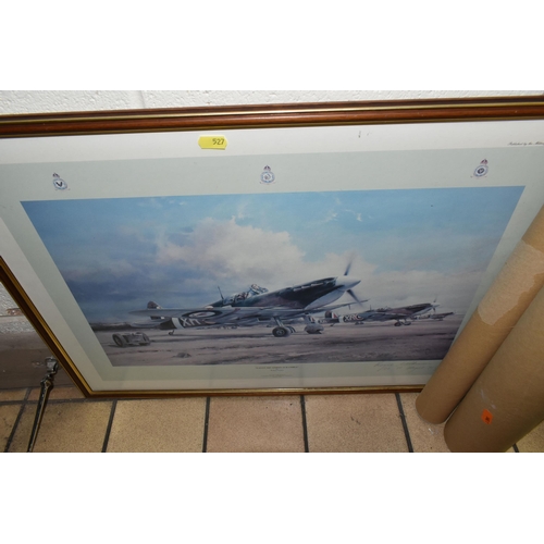 527 - ELEVEN RAF AVIATION THEMED PRINTS, comprising five framed prints Keith Woodcock 'Halifaxes' and 'Lan... 