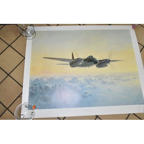 527 - ELEVEN RAF AVIATION THEMED PRINTS, comprising five framed prints Keith Woodcock 'Halifaxes' and 'Lan... 