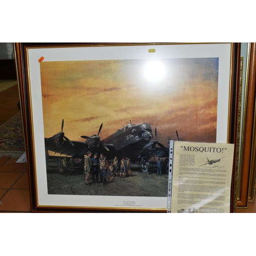 539 - FIVE RAF AVIATION THEMED PRINTS, comprising Bill Perring 'MOSQUITO', depicting a pair of Mosquitos f... 