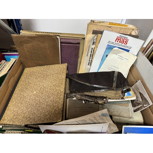 416 - THREE BOXES OF EPHEMERA to include vintage and modern Postcards, cigarette cards, books and guides,e... 