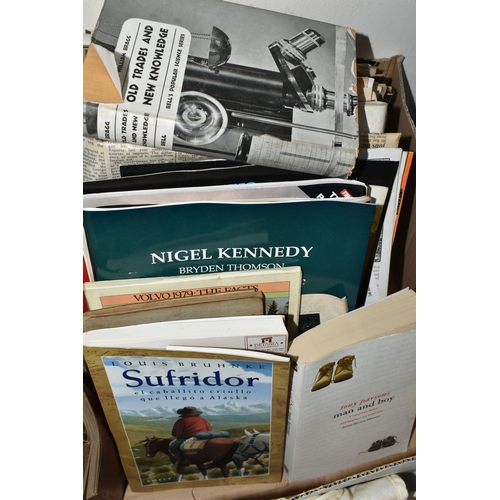 416 - THREE BOXES OF EPHEMERA to include vintage and modern Postcards, cigarette cards, books and guides,e... 