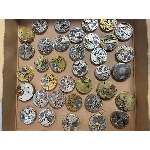 147 - A BOX OF ASSORTED POCKET WATCH MOVEMENTS, various sizes, names to include 'Waltham, Limit, A. Yewdal... 