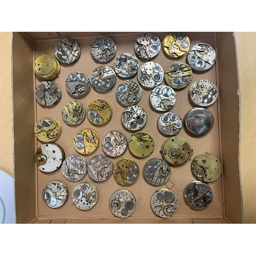 147 - A BOX OF ASSORTED POCKET WATCH MOVEMENTS, various sizes, names to include 'Waltham, Limit, A. Yewdal... 