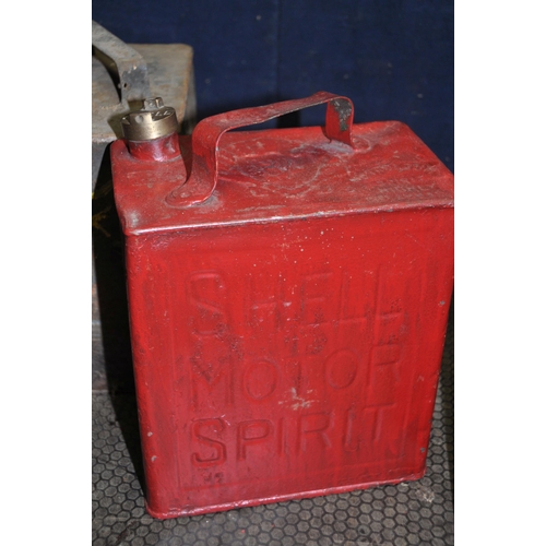 1078 - TEN VINTAGE FUEL AND OIL CANS including a Fina and a BP oil cans, two petrol cans, a Valor Paraffin ... 