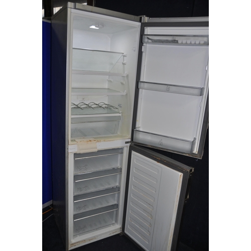 1088 - A GRUNDIG GKF15810N TALL FRIDGE FREEZER with stainless steel doors and handles width 55cm depth 60cm... 