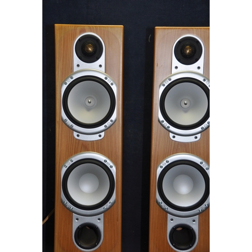 1091 - A PAIR OF MONITOR AUDIO SILVER RS-6 FLOOR STANDING HI-FI SPEAKERS with natural Ash finish, floor spi... 