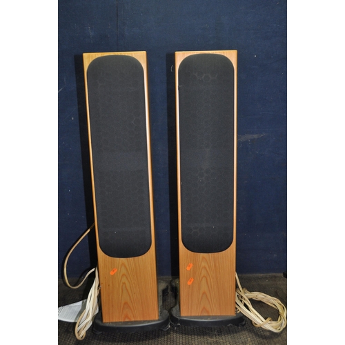 1091 - A PAIR OF MONITOR AUDIO SILVER RS-6 FLOOR STANDING HI-FI SPEAKERS with natural Ash finish, floor spi... 