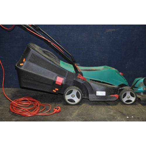 1096 - A BOSCH ROTAK 370ER ELECTRIC LAWN MOWER with grassbox and an ART27 strimmer (both PAT pass and worki... 