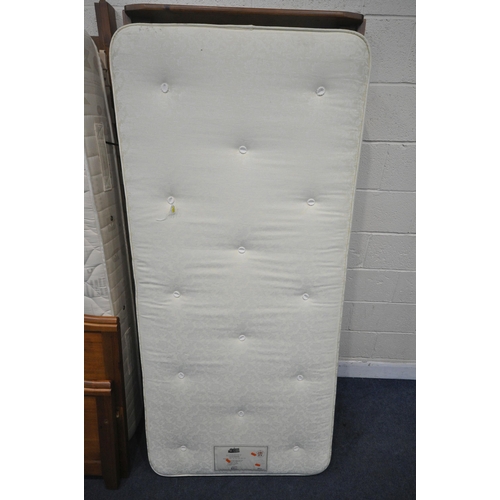 1322 - A PINE SINGLE GUEST BED, with a cumfilux mattress and somerset mattress (condition report: general s... 