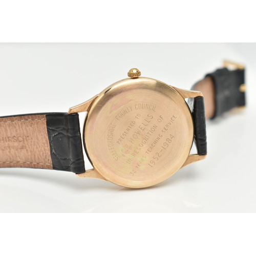 2 - A 9CT GOLD GARRARD WRISTWATCH, with quartz movement, circular gold coloured dial signed Garrard Quar... 